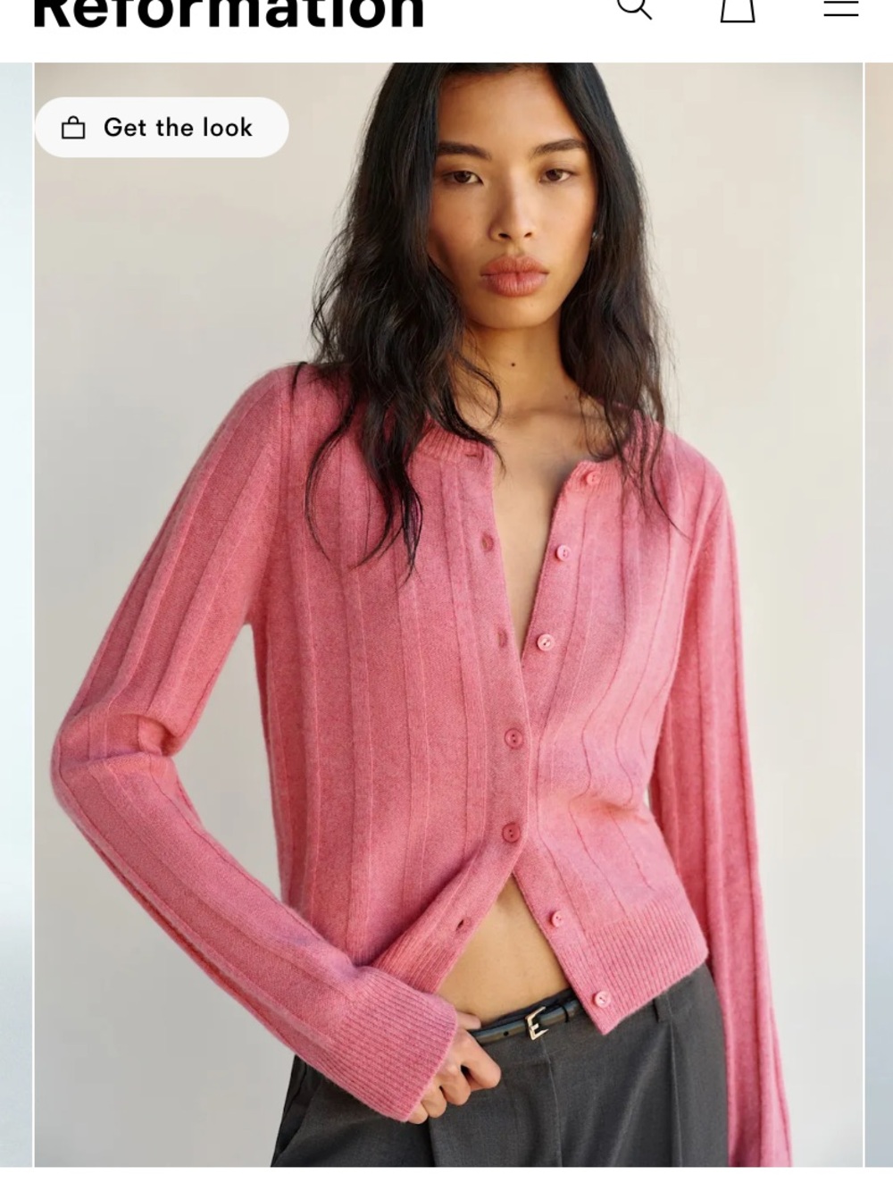 Reformation Hannah Crew Cardigan - Pink